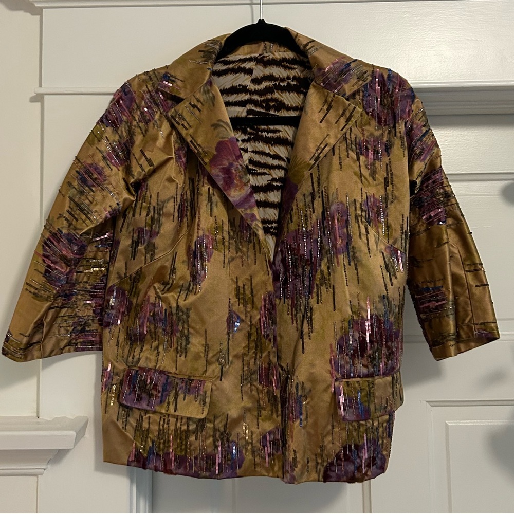 Dolce Gabbana gold silk sequin jacket